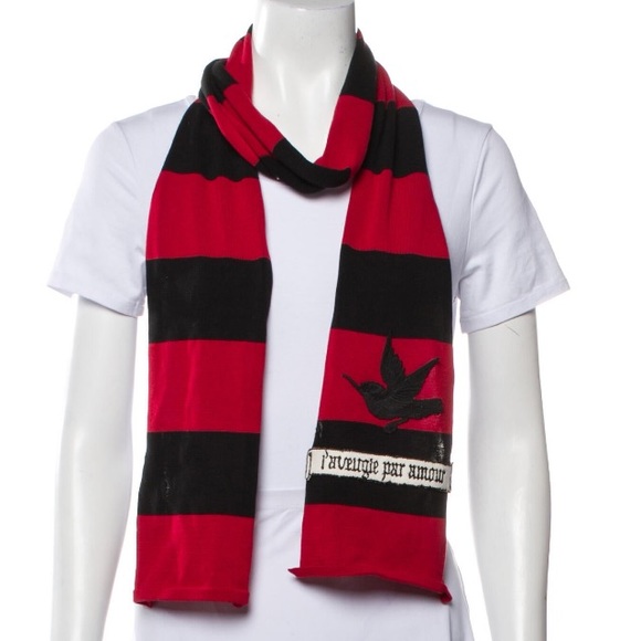 Gucci Accessories - Gucci Black & Red Striped Scarf
